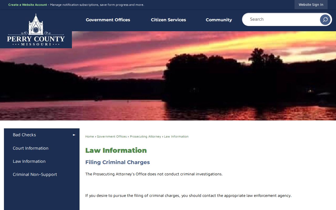 Perry County arrest record routing among local law enforcement agencies