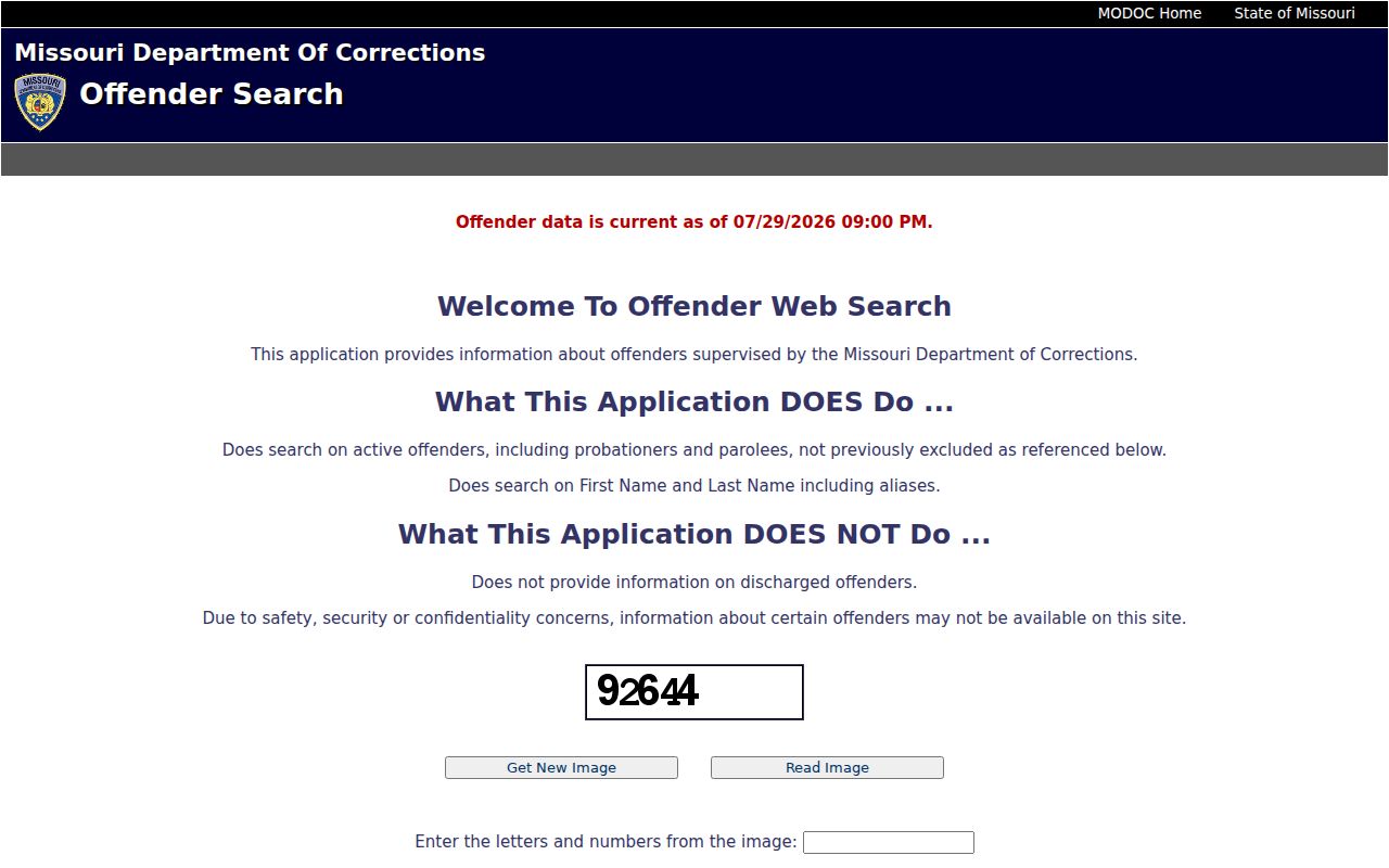 Perryville criminal record state custody search through Missouri DOC