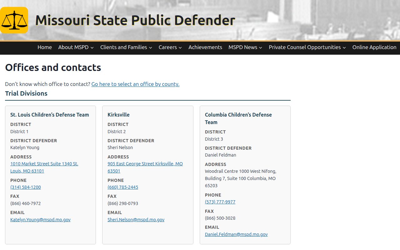 Perry County court case lookup and District 32 public defender office directory